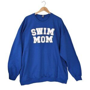 Swim Mom Sweatshirt Womens 3XL Blue Fleece‎ Lined Pullover Sweater